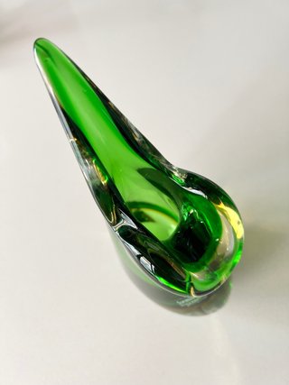 Jarrón Murano Cristal Verde y Dorado 25cm