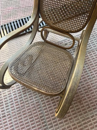 Sillón Mecedora Antiguo Madera y Rattan