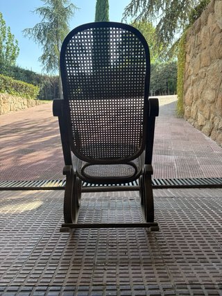 Sillón Mecedora Antiguo Madera y Rattan