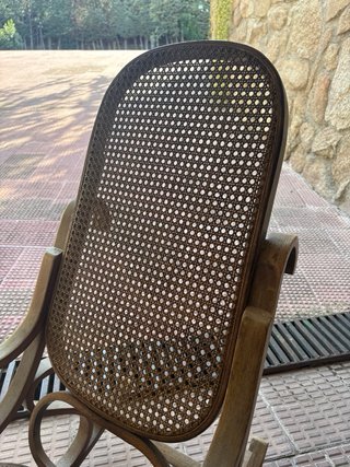 Sillón Mecedora Antiguo Madera y Rattan