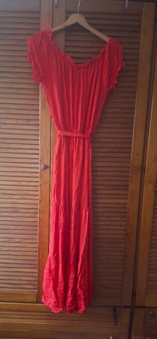 Vestido Largo Verano Rojo Talla L