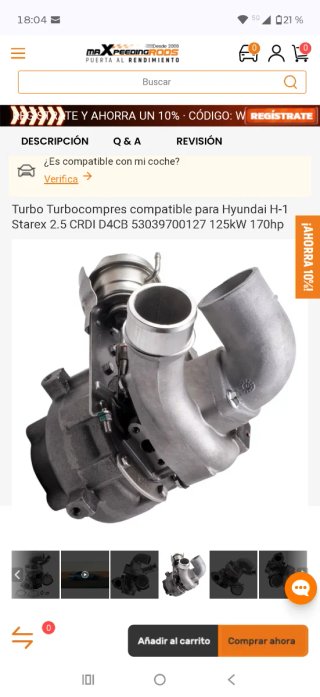 Turbo Hyundai H-1 Starex 2.5 CRDI 2007-2012