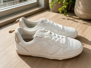 Zapatillas blancas y beige