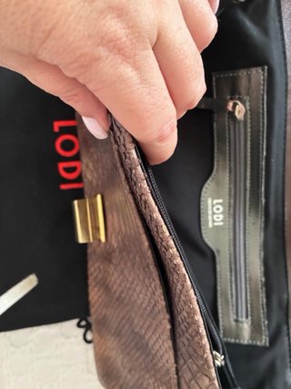 Bolso Lodi Piel Serpiente Marrón Dorado