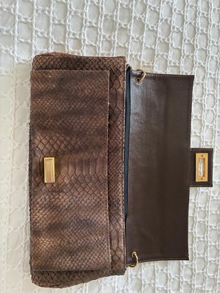 Bolso Lodi Piel Serpiente Marrón Dorado