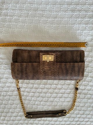 Bolso Lodi Piel Serpiente Marrón Dorado