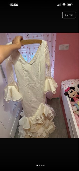Vestido de gitana talla S 36 marfil un solo uso