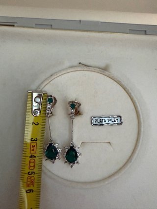 Pendientes Antiguos Plata Ley 925 Esmeraldas