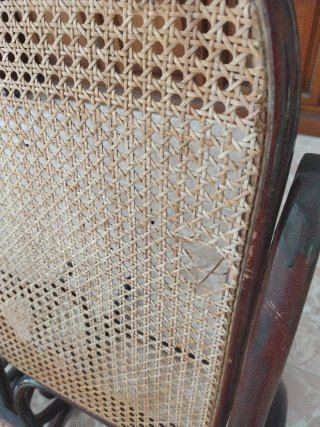 Mecedoras antiguas madera y rejilla (2 unidades)