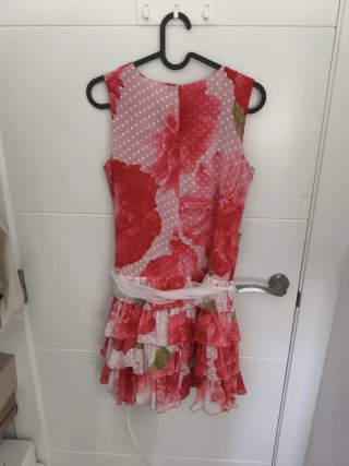 Vestido niña floral rosa y blanco