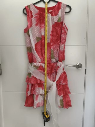 Vestido niña floral rosa y blanco