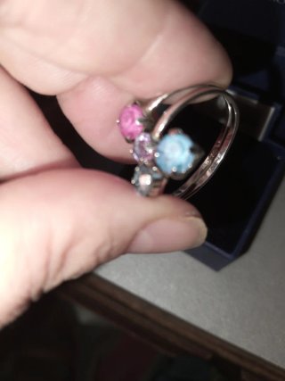 Anillo de Swarovski de plata 2 y 1 Topacio azulcua