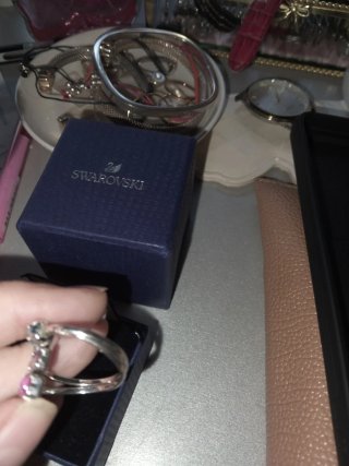 Anillo de Swarovski de plata 2 y 1 Topacio azulcua