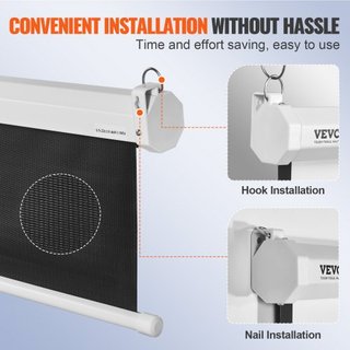 Pantalla de Proyector Manual Retráctil, 100 pulgadas 16:9 4K 1080 HD, Pantalla de Proyección Portátil con Bloqueo Automático, Pantalla de Película Portátil para el Hogar y Oficina