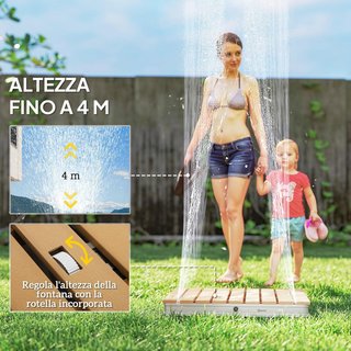 Ducha De Jardín Portátil, Ducha De Exterior Con Altura Regulable a 4 M Con Chorros De Agua Regulables, Resistente A Los Rayos UV Y Al Frío, Para Sauna, Camping, 70X55 Cm, Efecto Madera