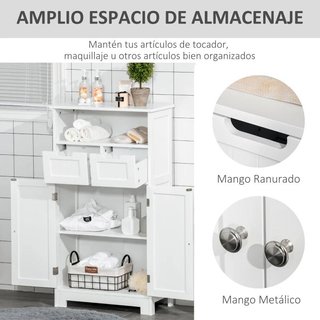 Mueble Baño Blanco 2 Cajones Estante Ajustable