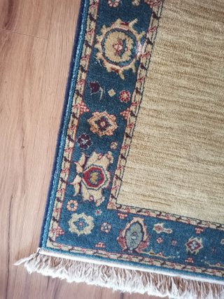 2 Alfombras Lana Beige/Azul Hechas en Turquía