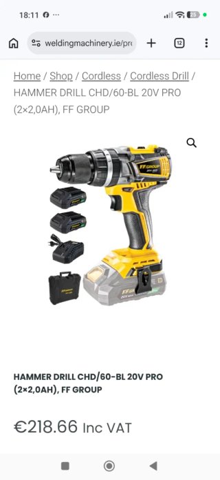 Taladro FFGROUP + cargador y 2 Baterías 4.0Ah