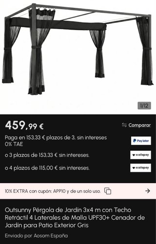 Pérgola cn toldo retractil mallas en costados 3x4m