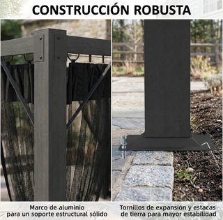 Pérgola cn toldo retractil mallas en costados 3x4m