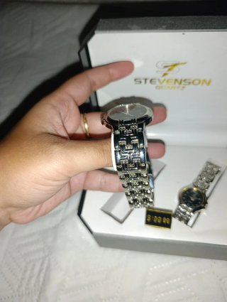 Relojes Stevenson Quartz Set Plata Negro