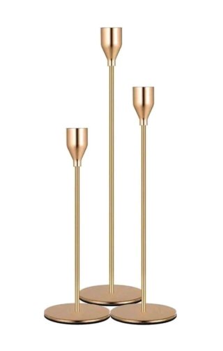 Candelabros dorados de metal (Set de 3)