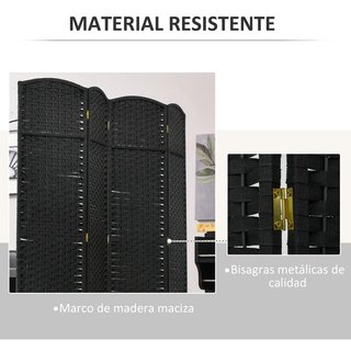 Biombo 4 Paneles Plegable 160x170 Negro Hogar
