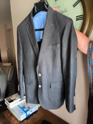 Chaqueta de caballero gris, de lino