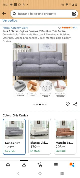 Sofá  2 Plazas Gris Aotumm Ciort