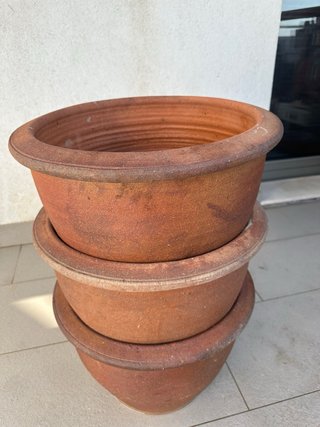 Juego de 3 macetas de barro
