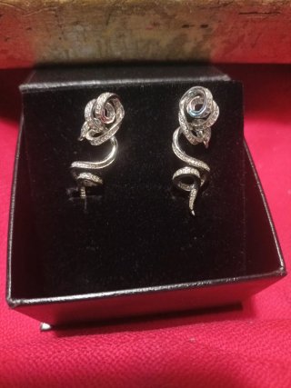 Pendientes largos plata ley circonitas