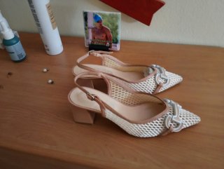 Zapatos DIBIA beige/blanco malla hebilla