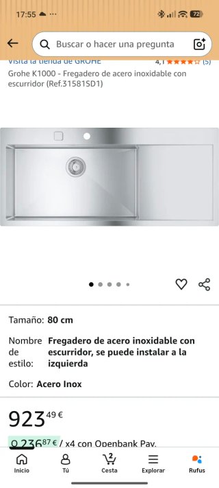 Fregadero Grohe K1000 con Tara