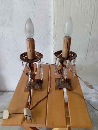 Coppia Lampade da Tavolo Vintage Cristallo