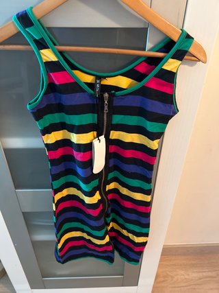 Vestido de rayas multicolor con cremallera