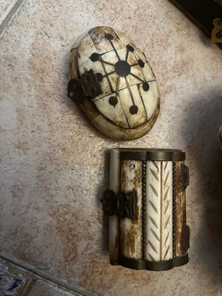 Cajitas y bandeja decorada antiguas
