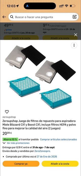 Filtros para Miele BoostCX1/BlizzardCX1