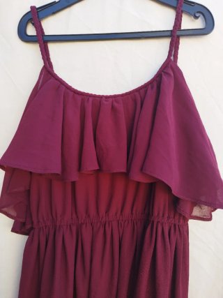 Vestido largo gasa tirantes morado