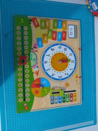 Reloj educativo de madera meses y números