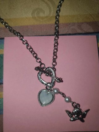Collar Corazón y Ángel Plata