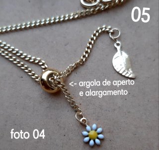 Colar duplo aço dourado com pendentes - unidade
