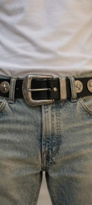 Cinturón Cuero Estilo Western/Rockabilly Tachuelas