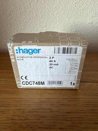 Interruptor Diferencial Hager 40A 30mA 2P