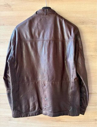 Cazadora Piel Caballero Hugo Boss Marrón Oscuro