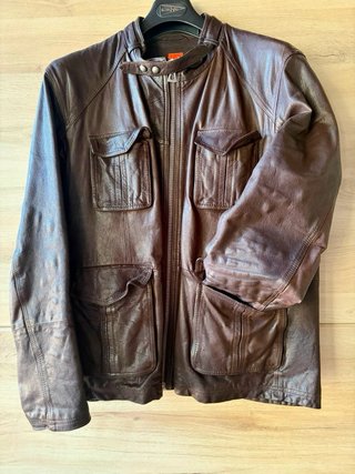 Cazadora Piel Caballero Hugo Boss Marrón Oscuro