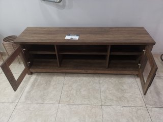 Mueble TV Rústico Madera y Cristal