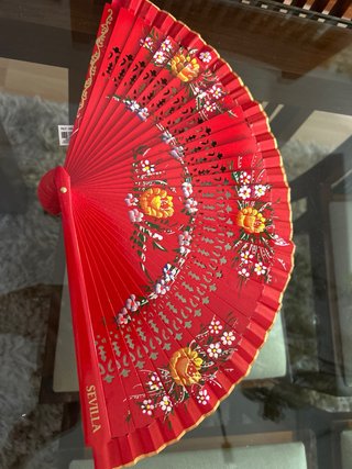 Abanico Español Madera Rojo Pintado