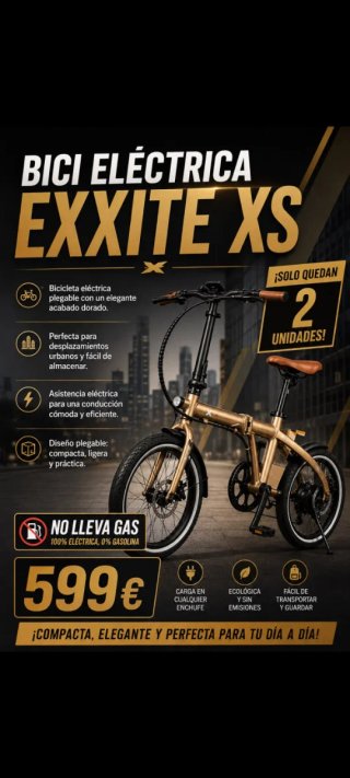 Bici Eléctrica Plegable EXXITE XS Dorada
