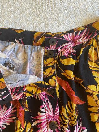 Falda Mango M Algodón Estampada Botones