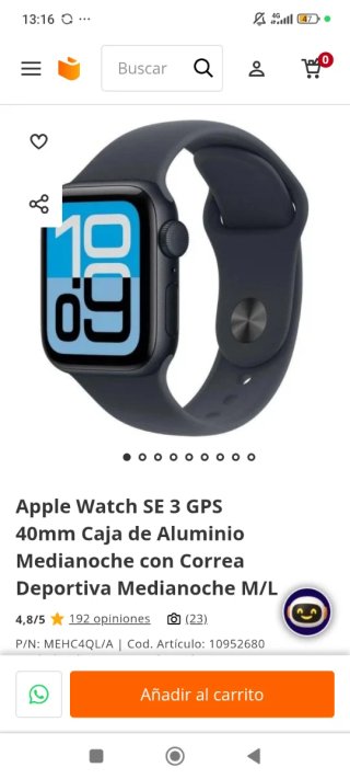 Apple Watch SE 3 GPS 44mm Aluminio